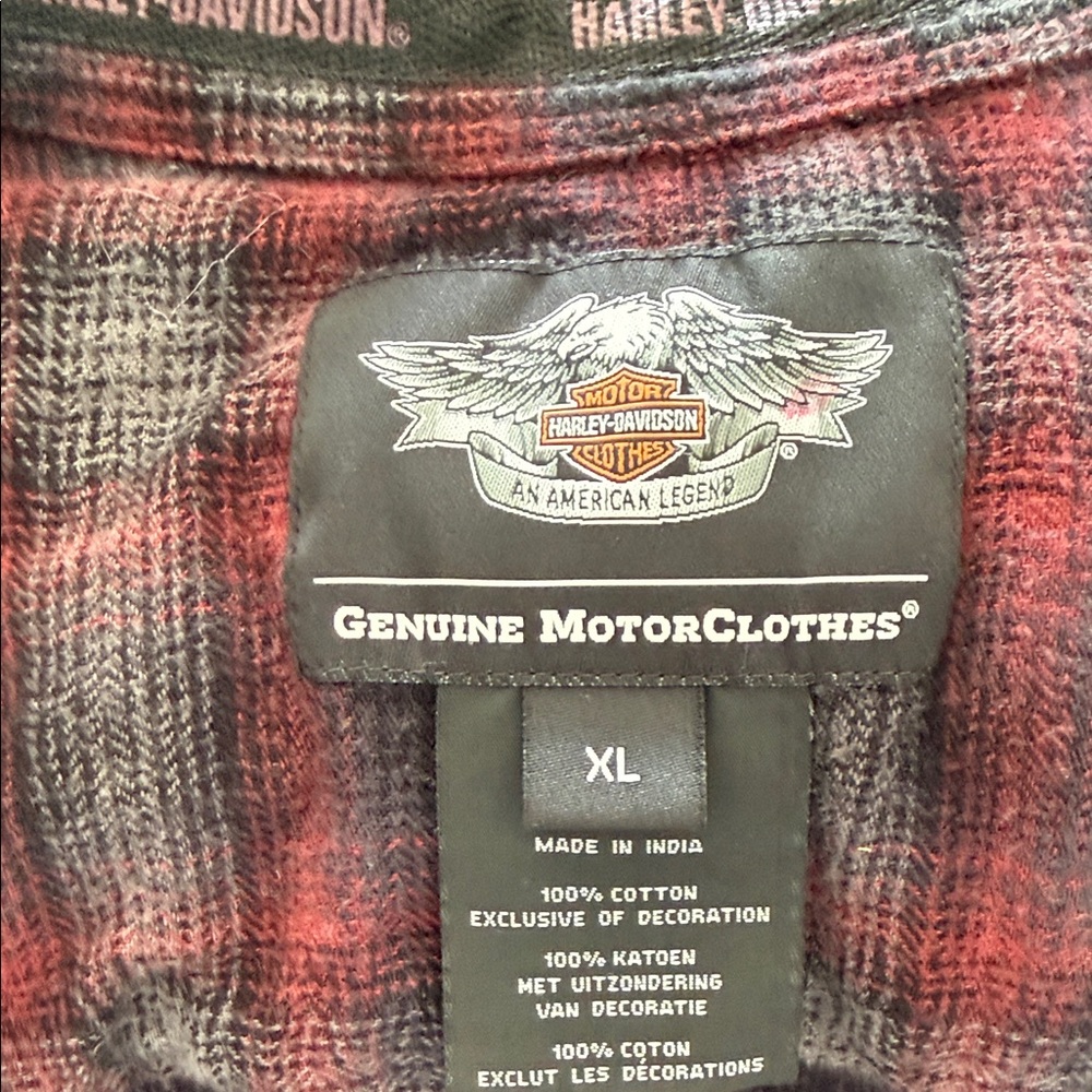 Harley-Davidson Red and Gray Plaid Shirt